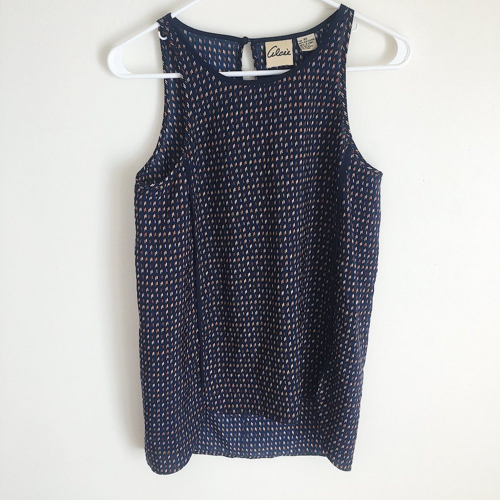 ALCEE Silky Patterned Tank Blouse